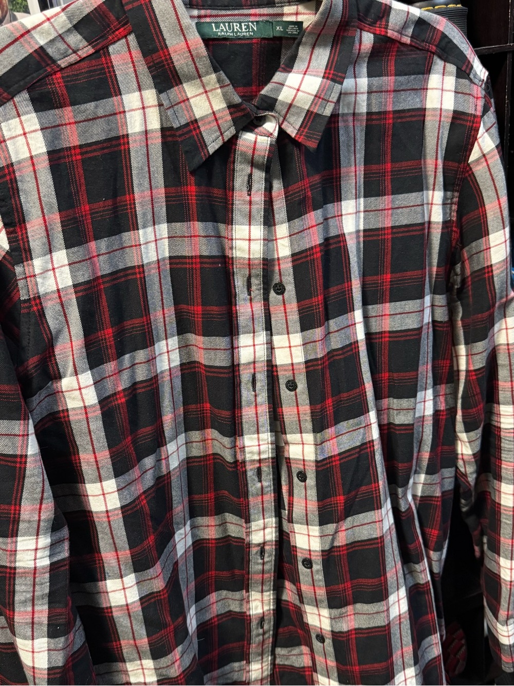 Ralph Lauren Red Black White Plaid Button-Down Shirt